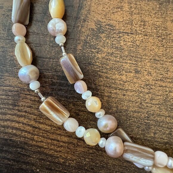 Carolyn Pollack Relios 925 Pearl & Mother of Pearl Beaded Necklace 30 - 34 inch - Picture 7 of 15